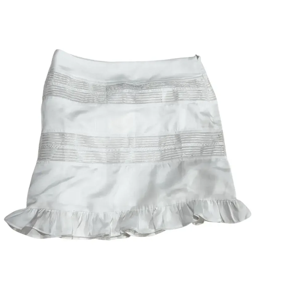 Skylar Rose Women's Soft Stretchy Mini Skirt with Ruffles White Size Small NWT - Picture 7 of 12